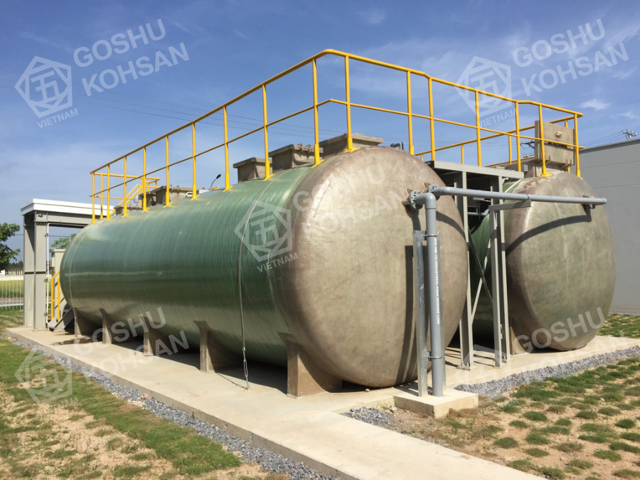 Above-Ground FRP Domestic Wastewater Treatment System back side view